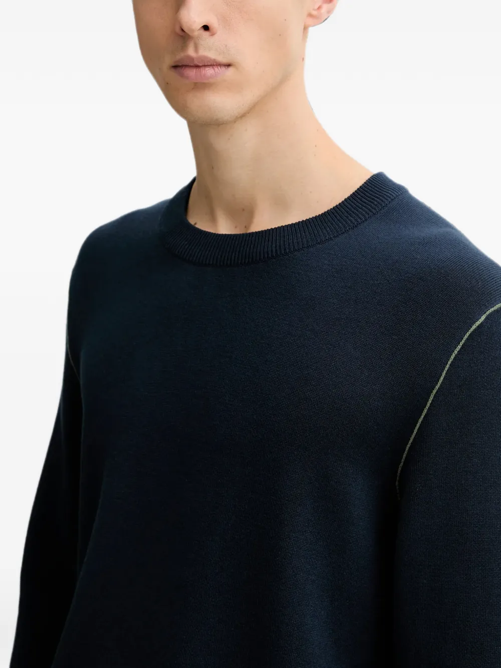 Marc O'Polo Gebreide trui met ronde hals en stiksels Blauw