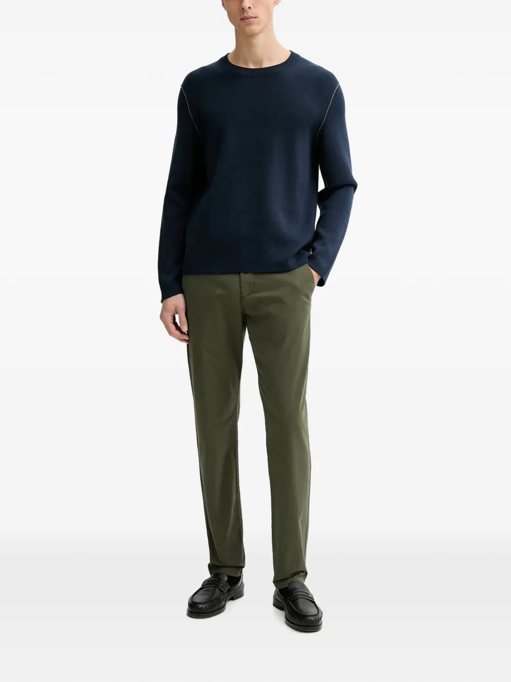 Marc O'Polo Gebreide trui met ronde hals en stiksels Blauw