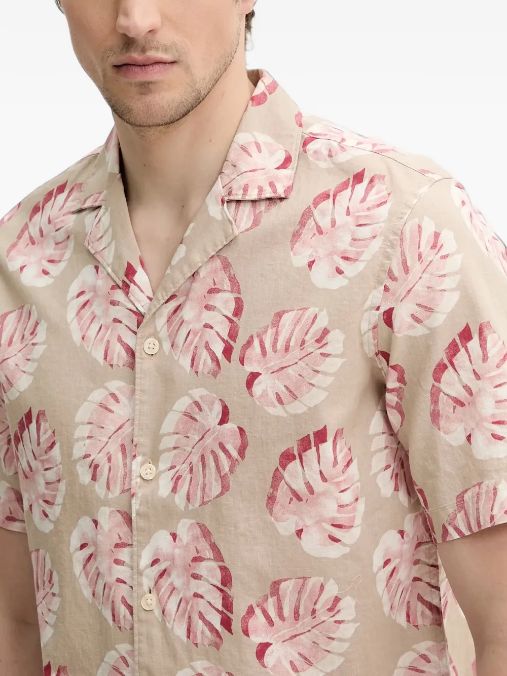 Marc O'Polo Overhemd met bladerprint Beige