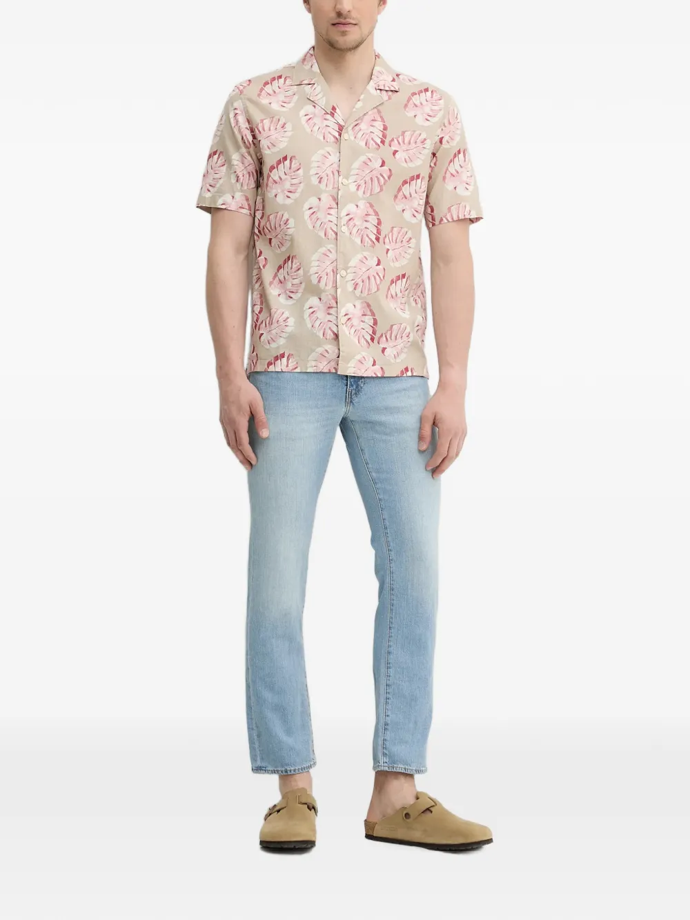 Marc O'Polo Overhemd met bladerprint Beige