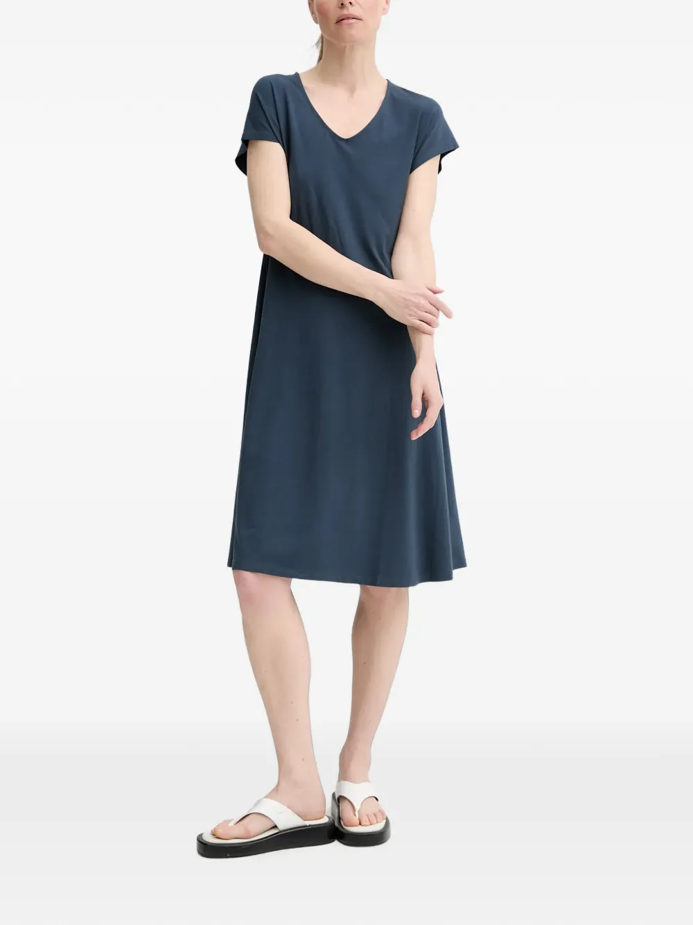 Marc O'Polo Midi-jurk met V-hals Blauw