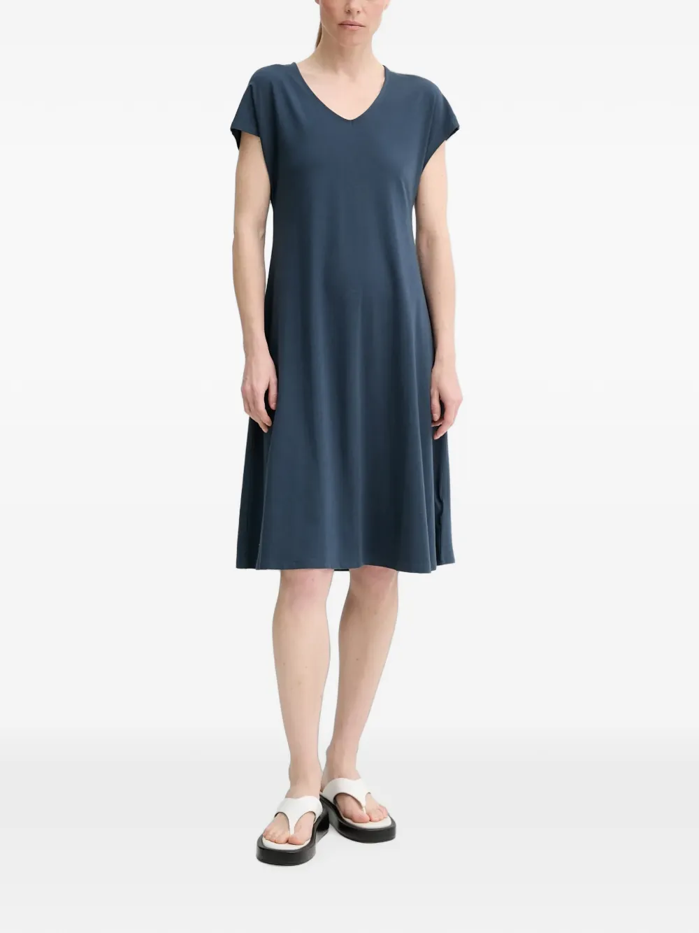 Marc O'Polo Abito midi svasato con scollo a V - Blu