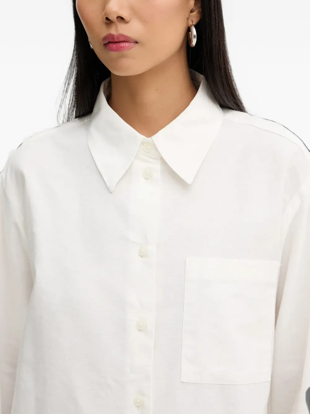Marc O'Polo cropped cotton shirt Wit