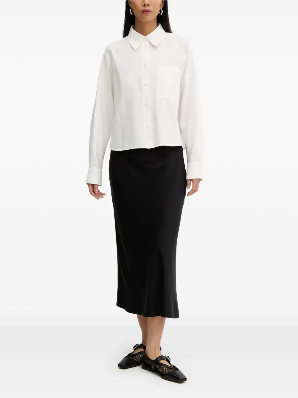 Marc O'Polo cropped cotton shirt Wit