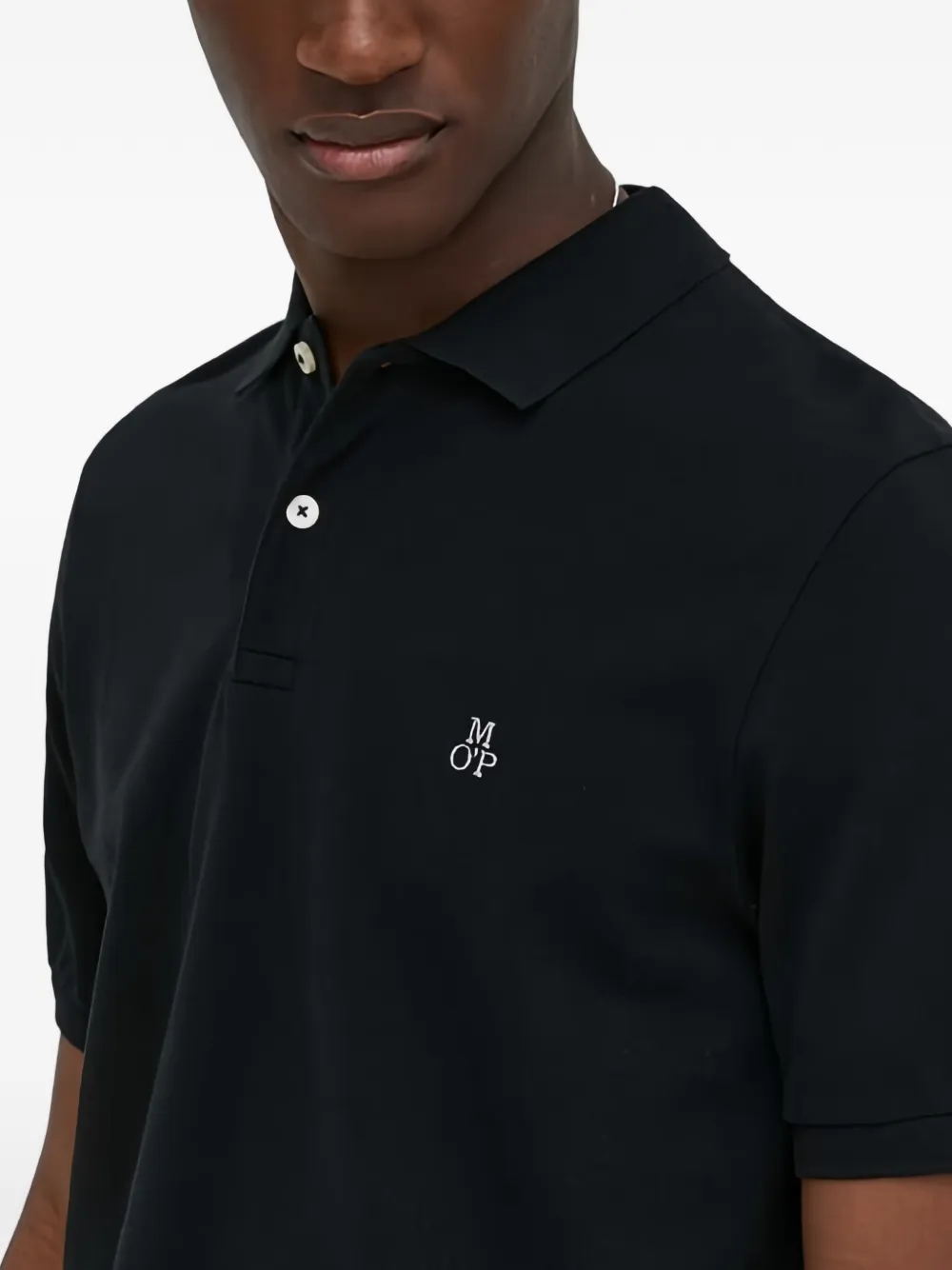 Marc O'Polo Poloshirt met geborduurd logo en korte mouwen Zwart