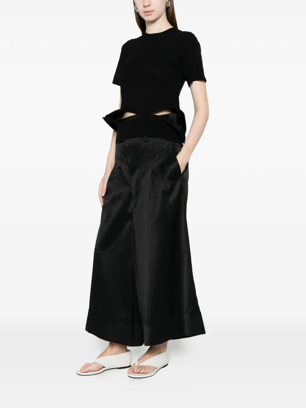  Junya Watanabe Asymmetric-hem T-shirt - Black 