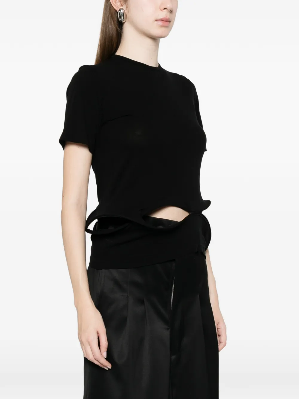  Junya Watanabe Asymmetric-hem T-shirt - Black 