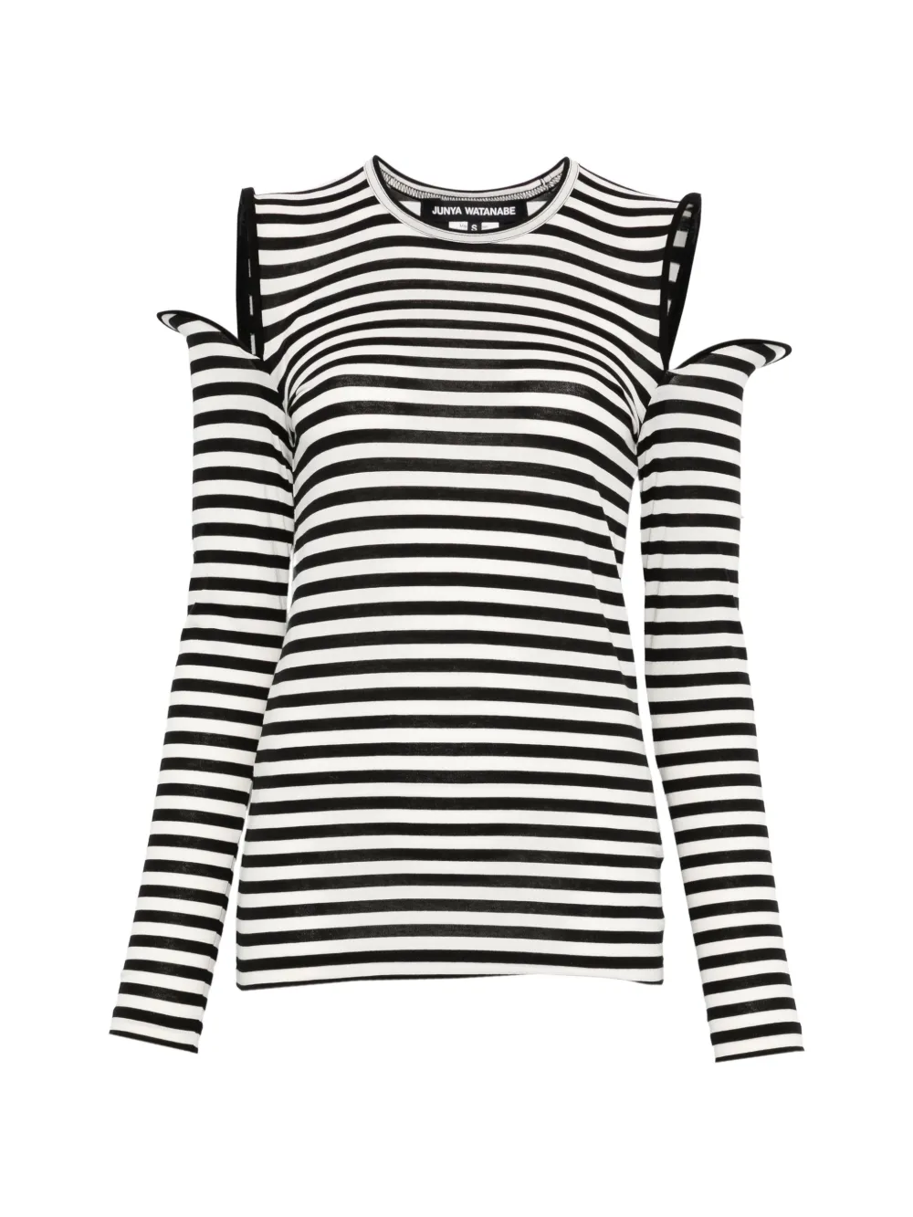 Junya Watanabe striped cold-shoulder top - Bianco