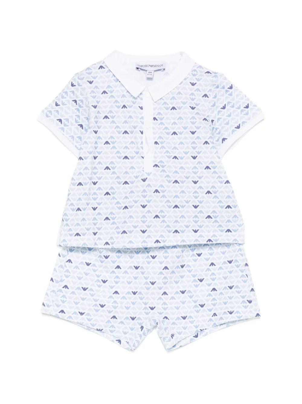 Emporio Armani Kids polo-collar printed shorts set - Bianco