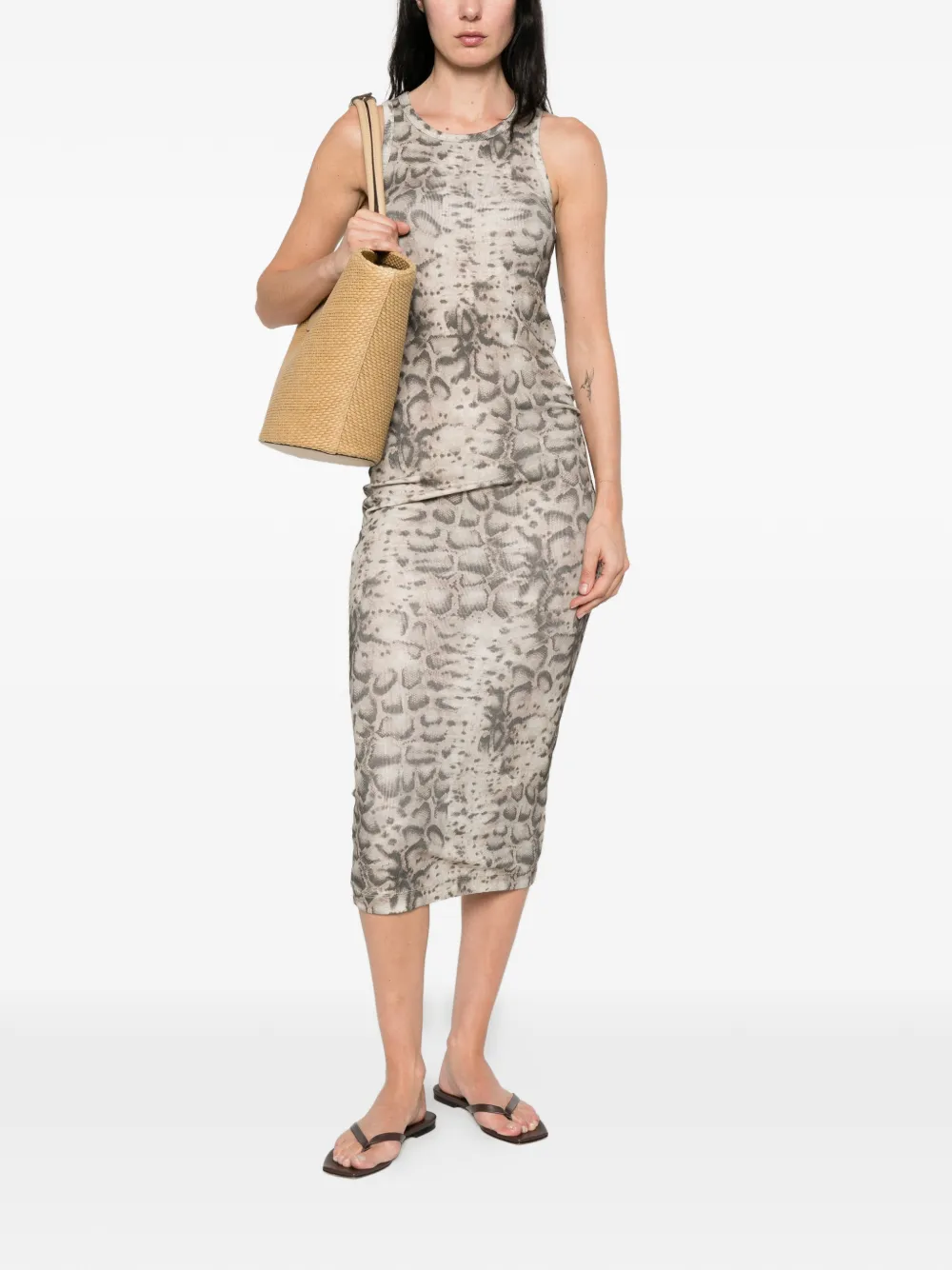 PINKO Midi-jurk met dierenprint Beige