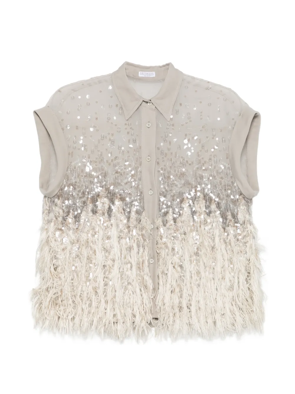 Brunello Cucinelli sequin fringed shirt - Toni neutri