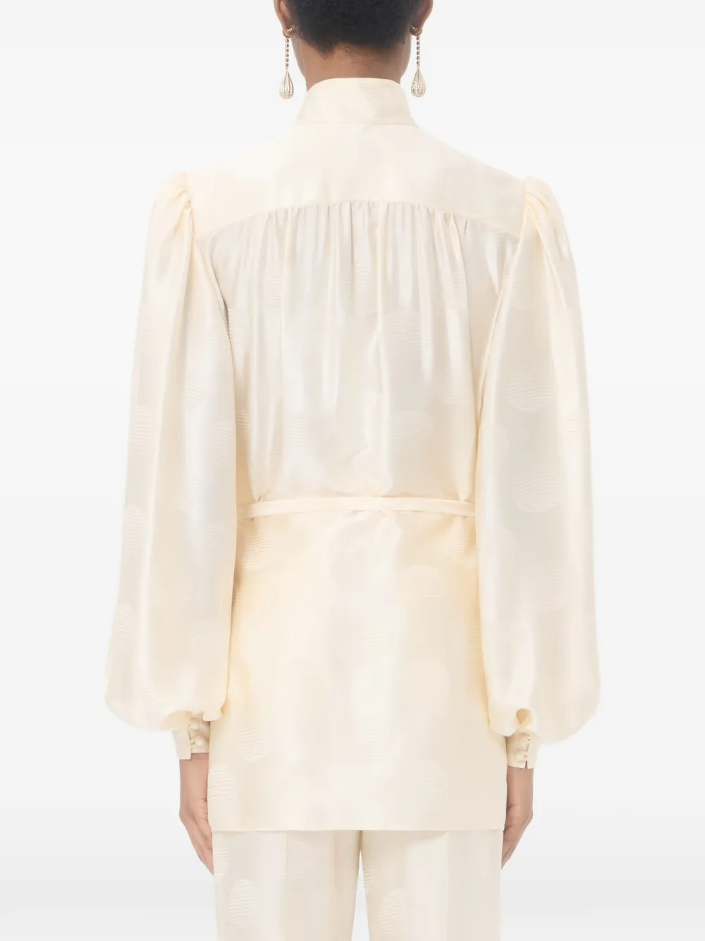 Valentino Garavani Gestreepte blouse met jacquard-stippen patroon Beige