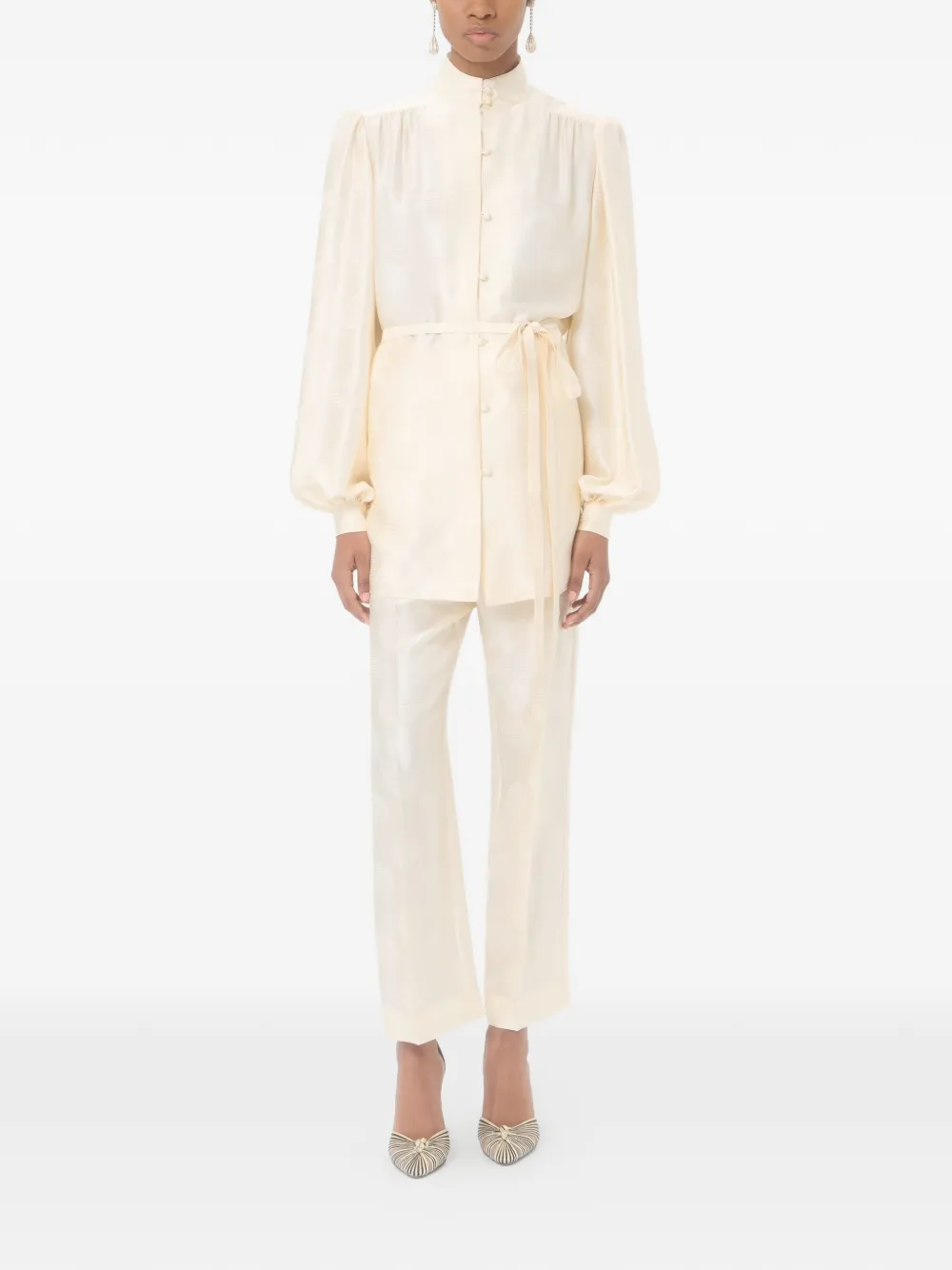  Valentino Garavani Camicia A Righe In Jacquard - Toni Neutri 
