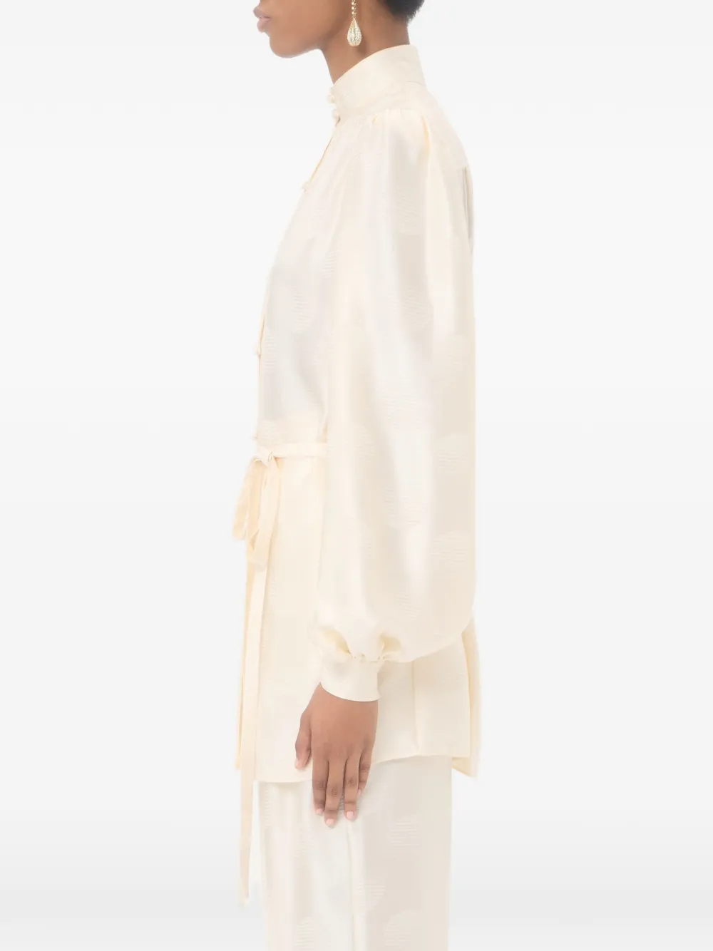 Valentino Garavani Gestreepte blouse met jacquard-stippen patroon Beige