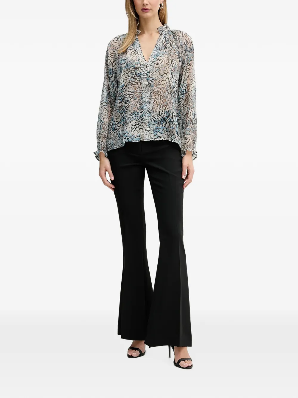 Morgan V-neck printed shirt Blauw