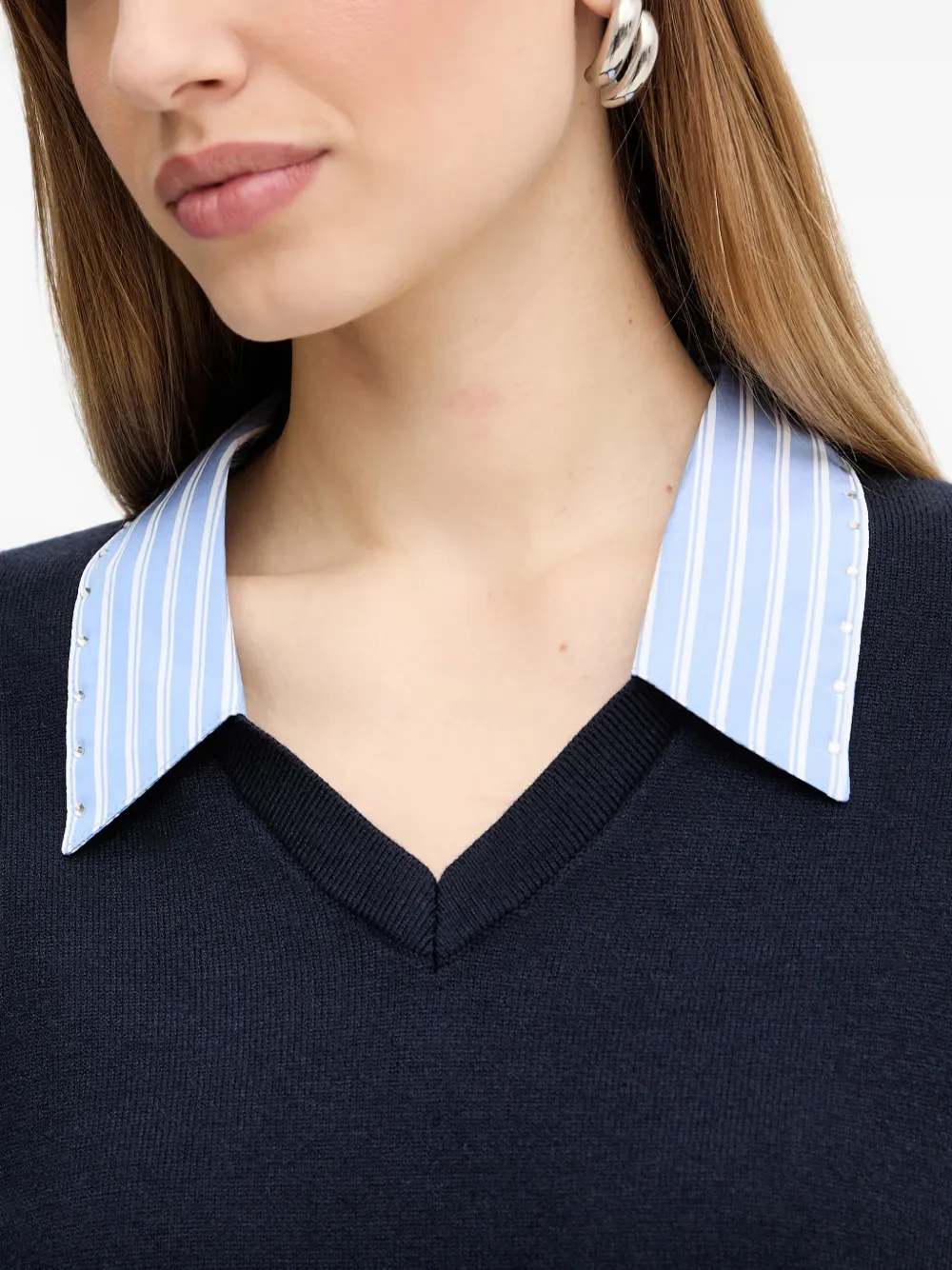 Morgan Turned-down Collar Sweater In Blue
