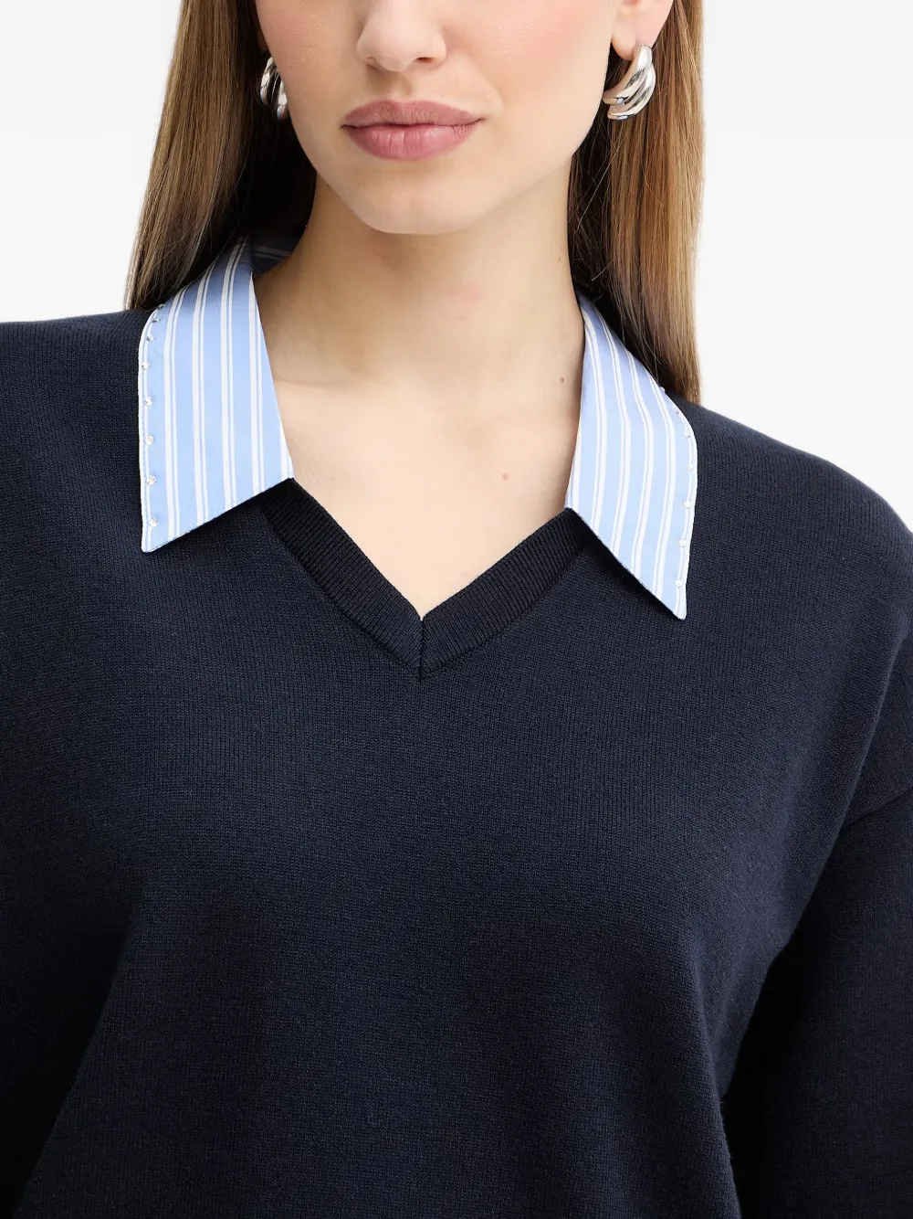 Morgan Turned-down Collar Sweater In Blue