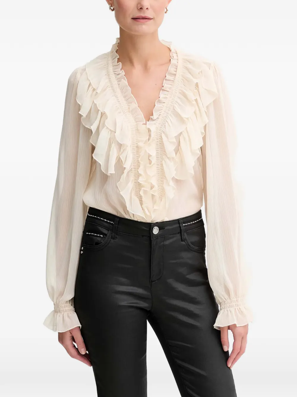 Morgan ruffled long-sleeve blouse