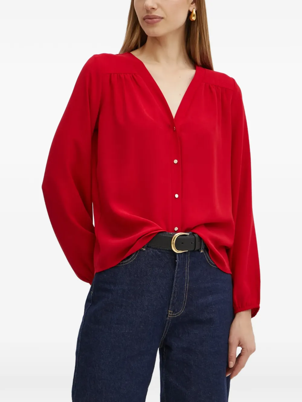 Morgan gathered V-neck blouse