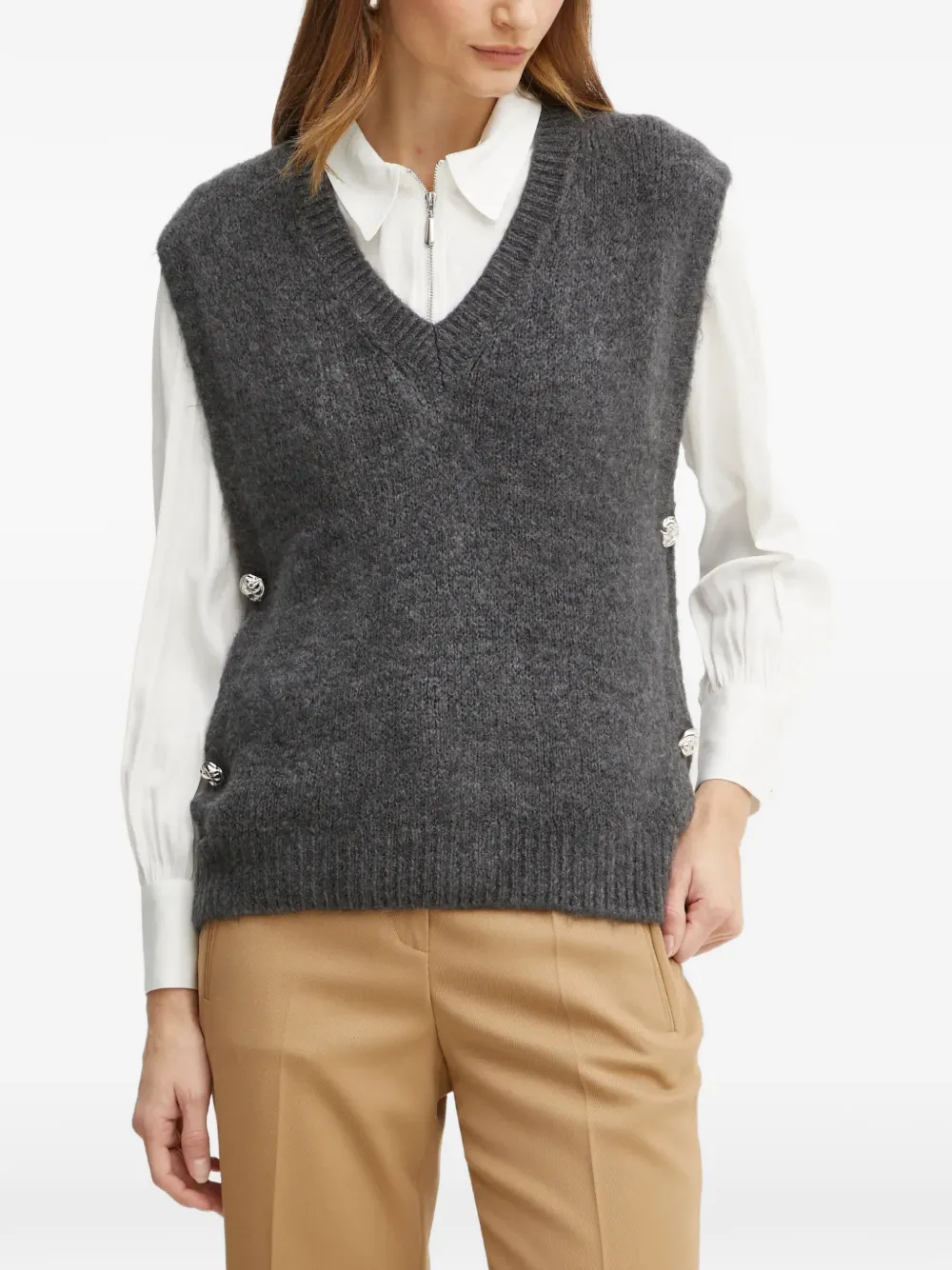 Morgan buttoned V-neck vest
