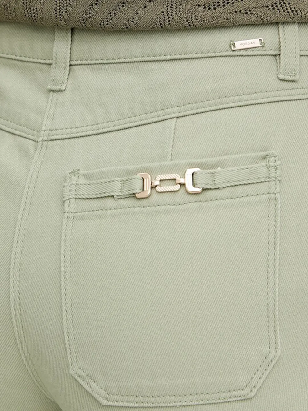 Morgan Poclana jeans met wijde pijpen en gesp Groen