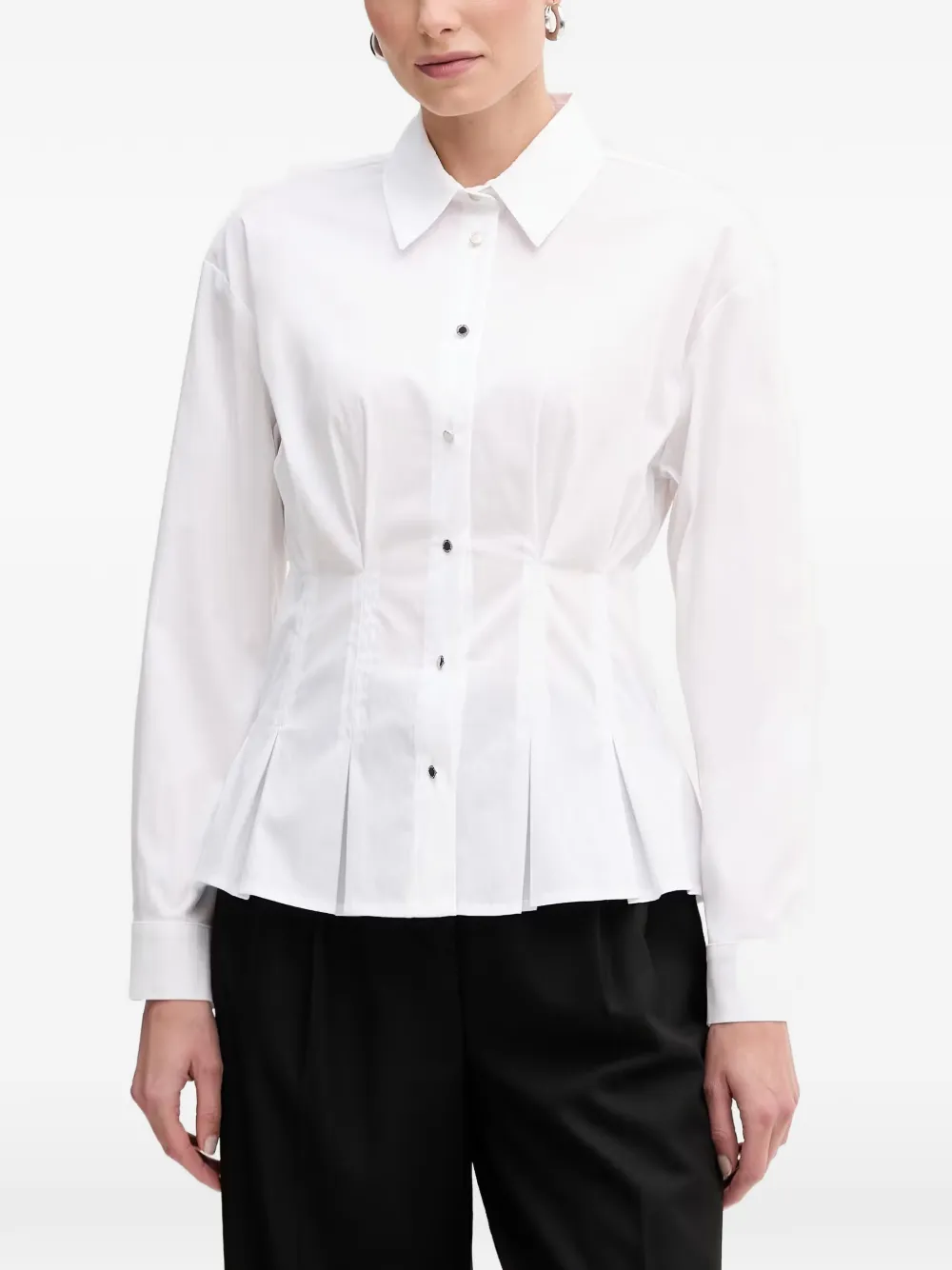 Morgan Pleated Buttoned Shirt In White