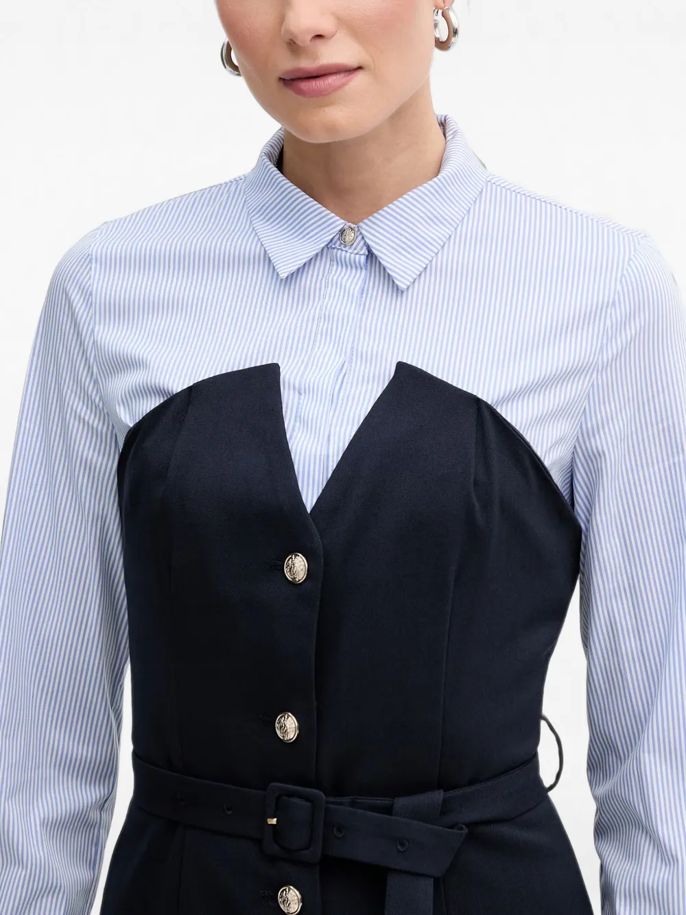 Morgan Mini-jurk met knopen en ceintuur Blauw