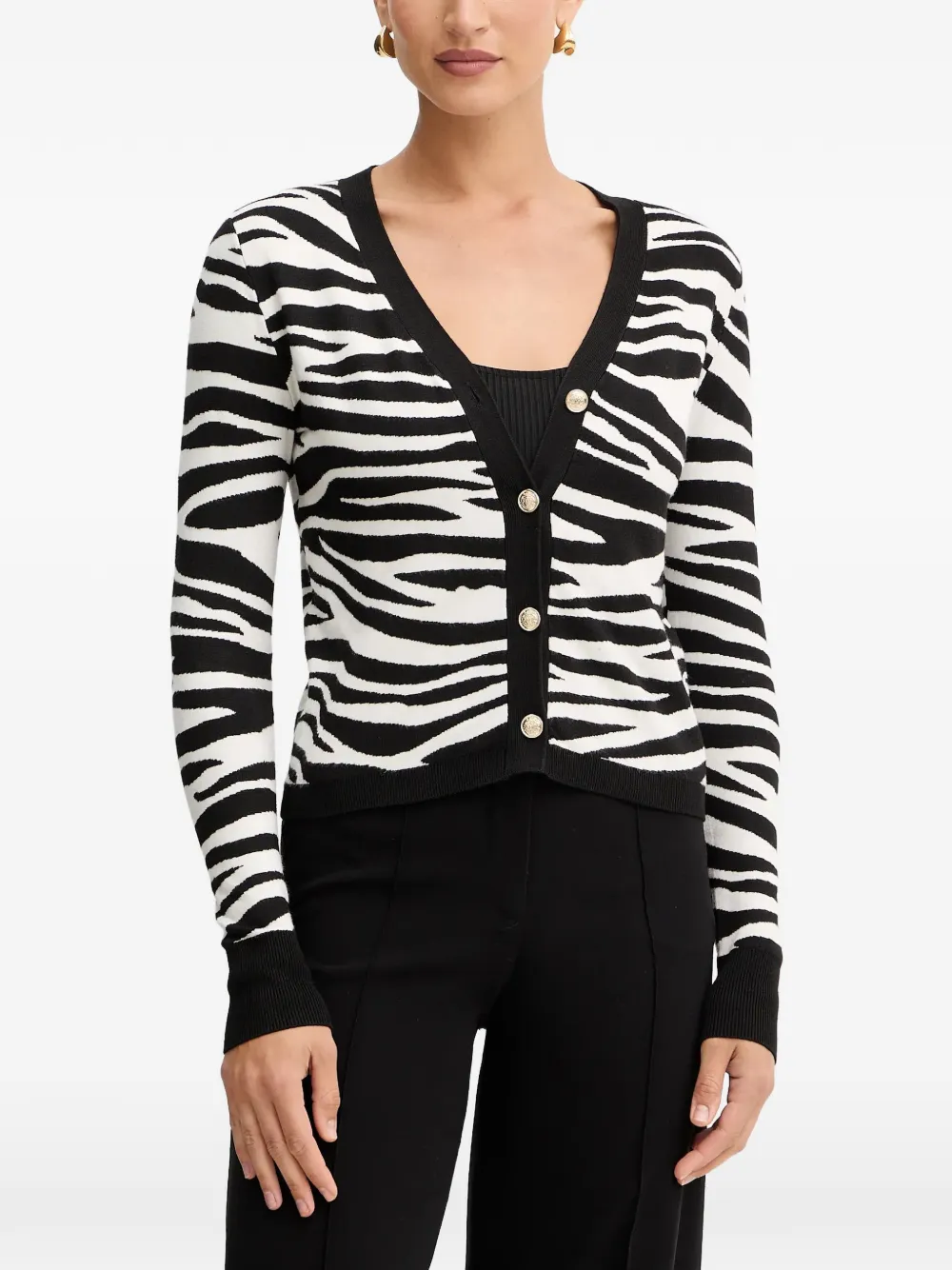 Morgan zebra-print button cardigan