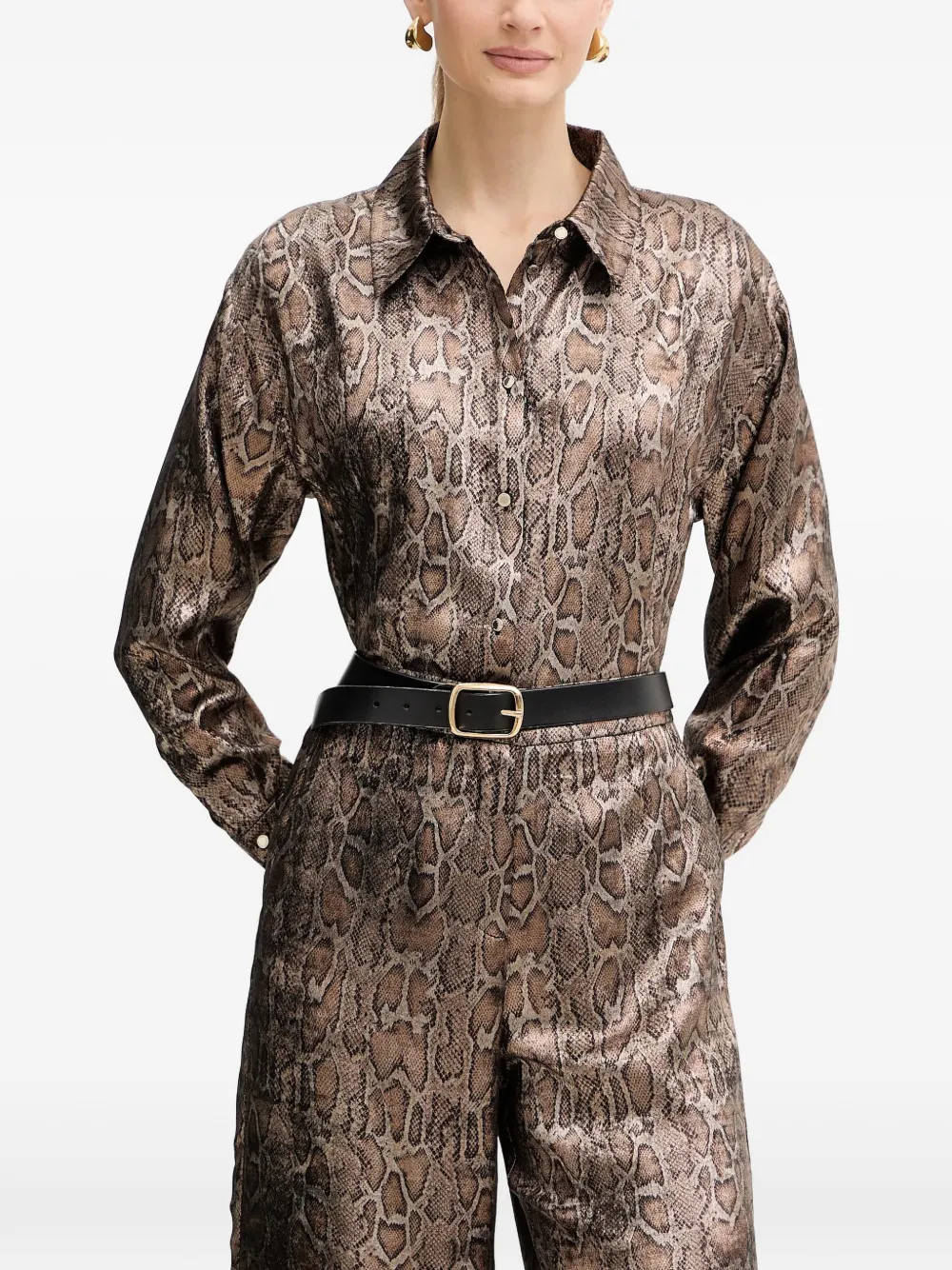 Morgan button-up snakeskin-print shirt