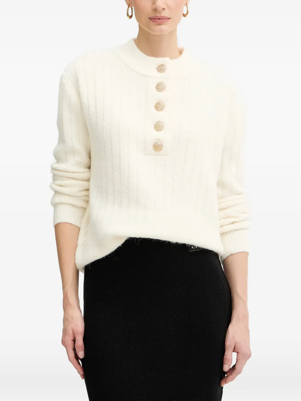 Morgan Buttoned Sweater In White