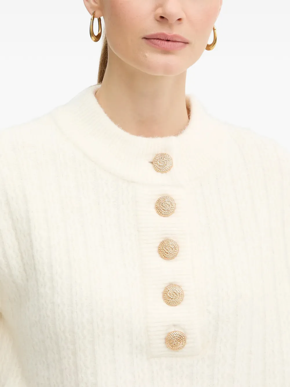 Morgan Buttoned Sweater In White