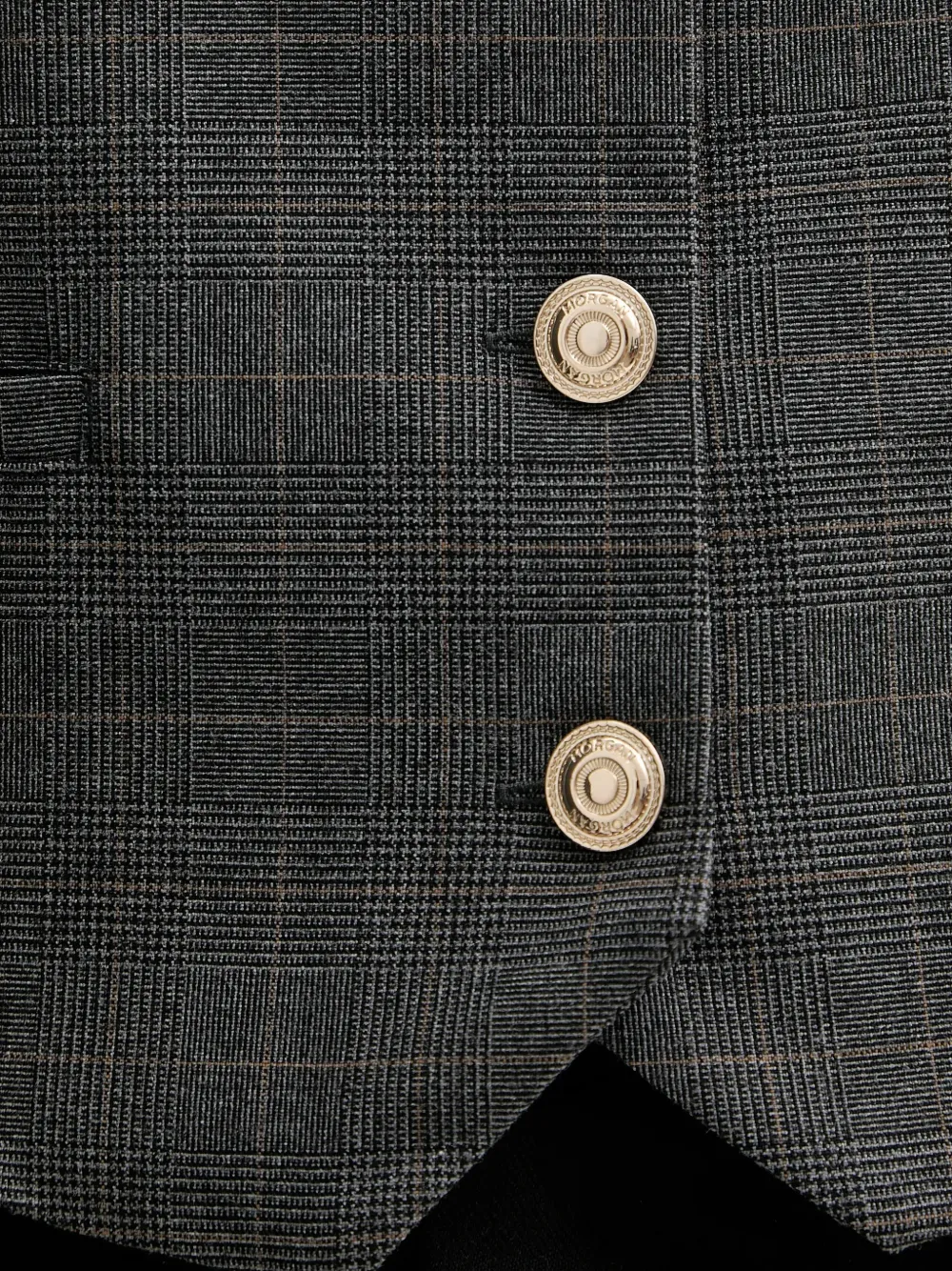 Morgan Geruit gilet met knopen Grijs