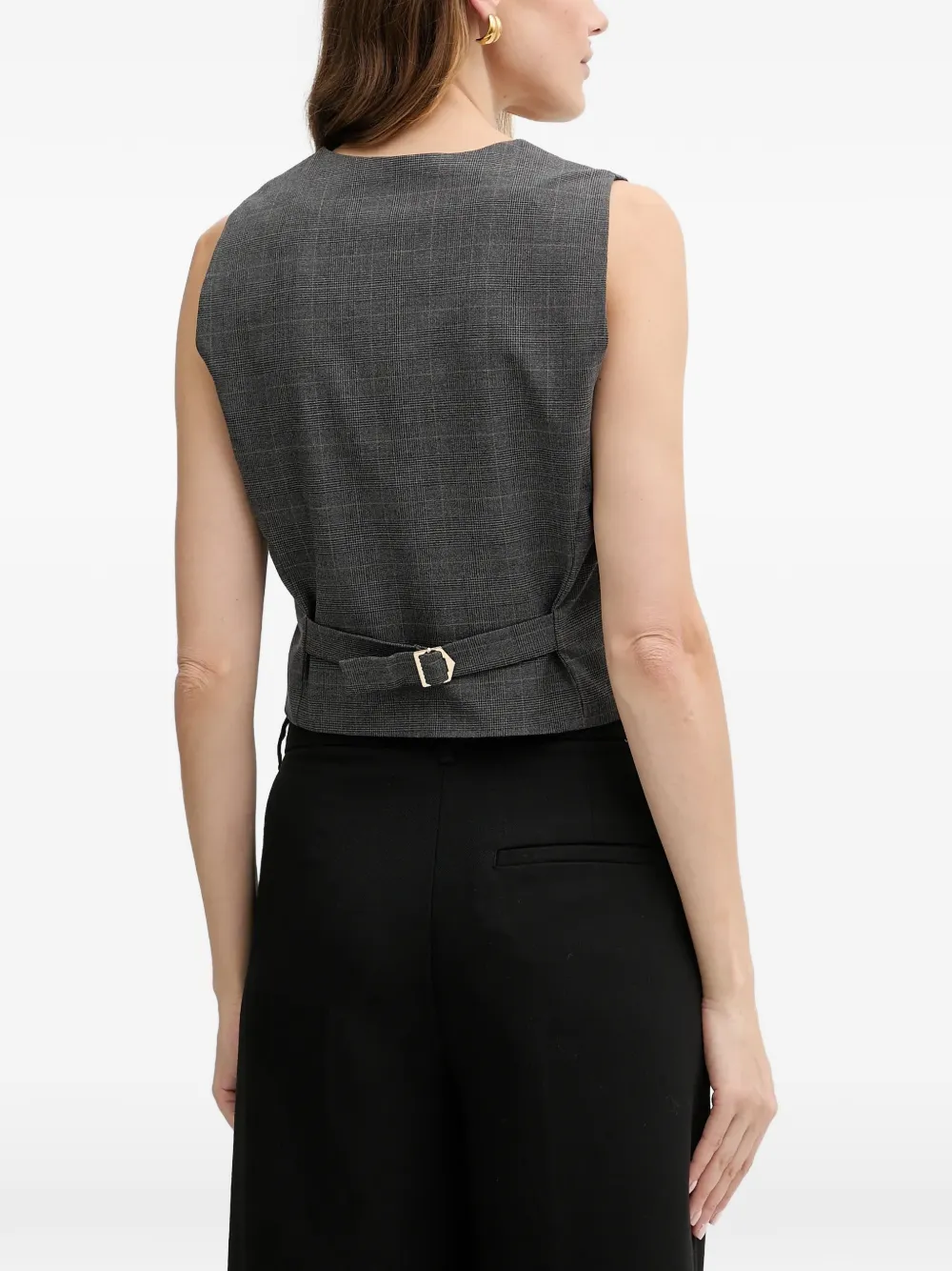 Morgan Geruit gilet met knopen Grijs