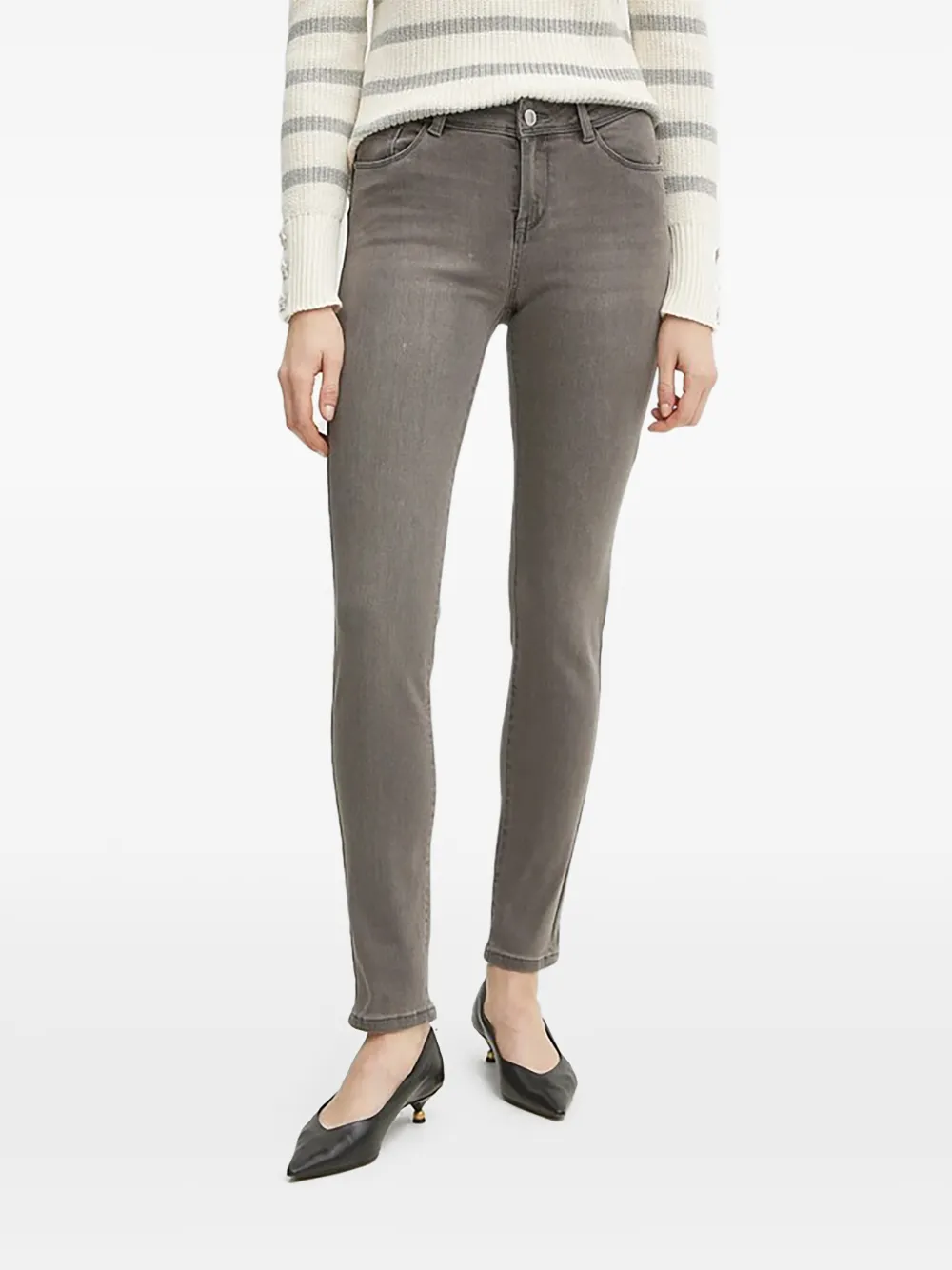 Morgan Washed Slim Jeans In Gray