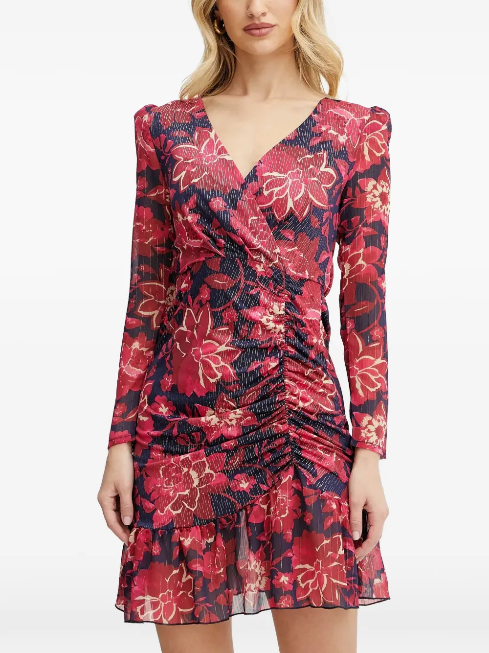 Morgan Jurk met bloemenprint en V-hals Rood