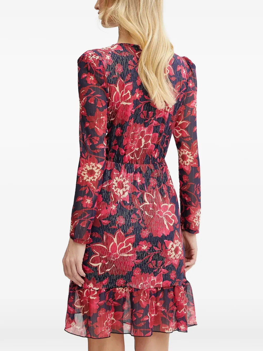 Morgan Jurk met bloemenprint en V-hals Rood