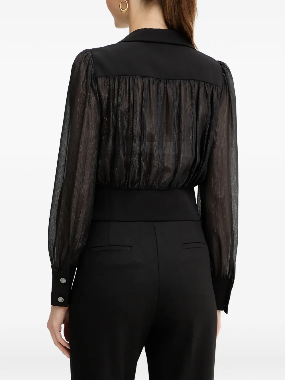 Morgan Pleated Buttoned Blouse In Black