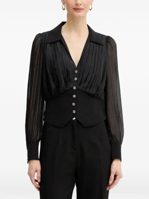 Morgan pleated buttoned blouse