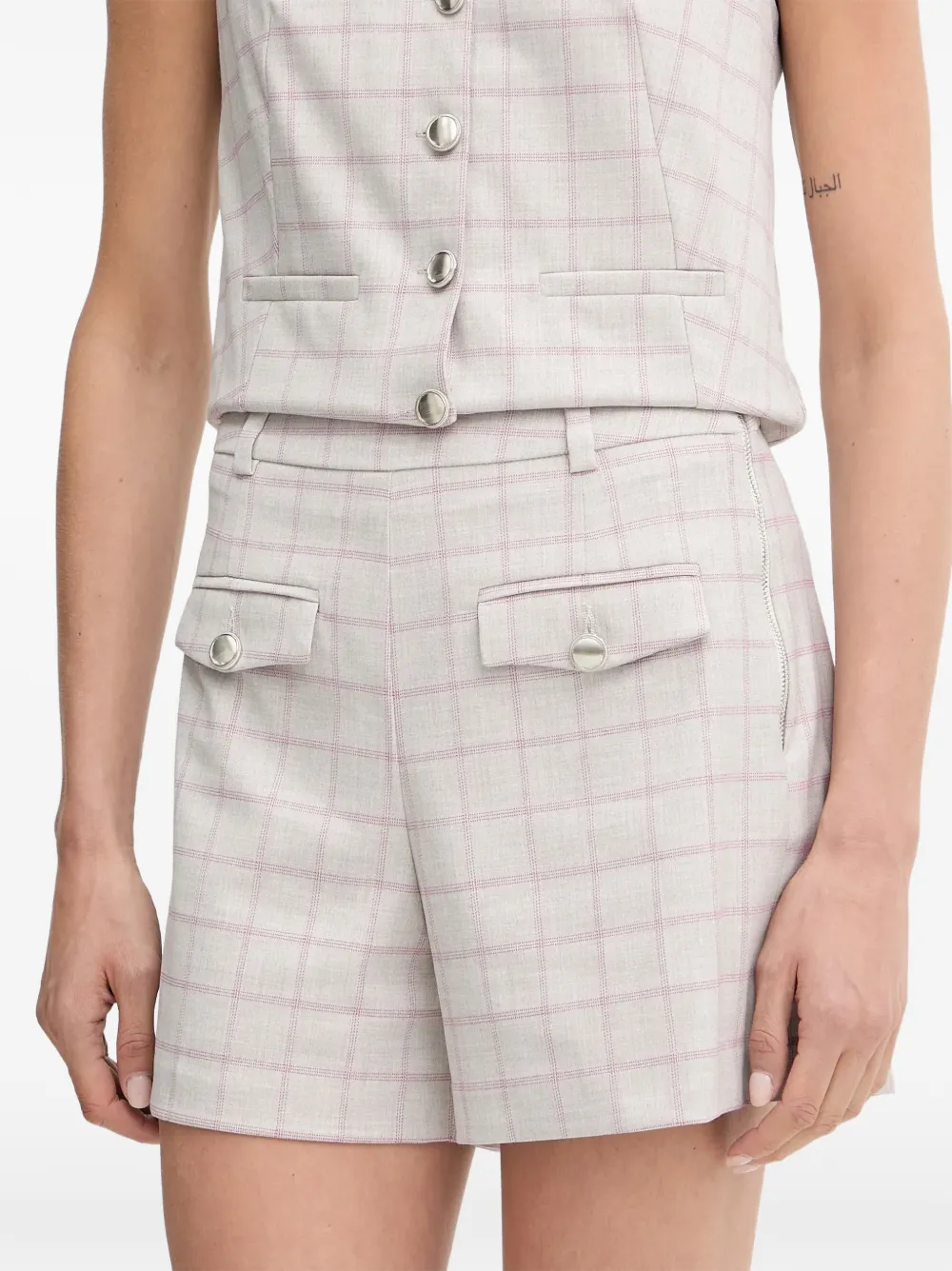 Morgan Sholof button plaid shorts - Tons neutres Morgan Sholof button plaid shorts - Tons neutres