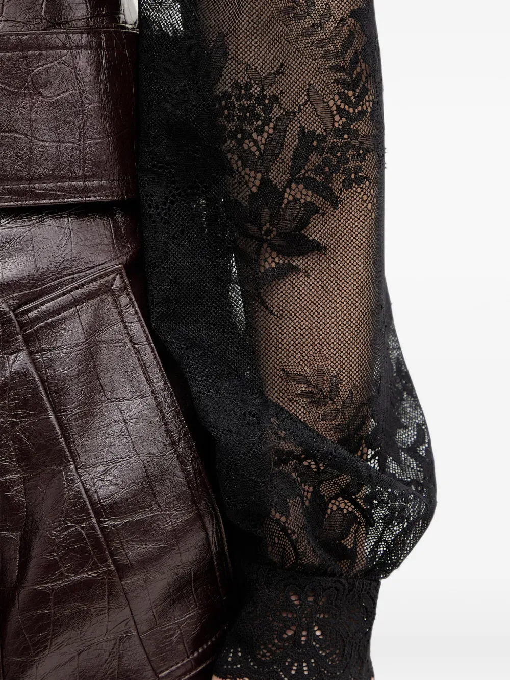 Morgan lace long-sleeved bodysuit Zwart