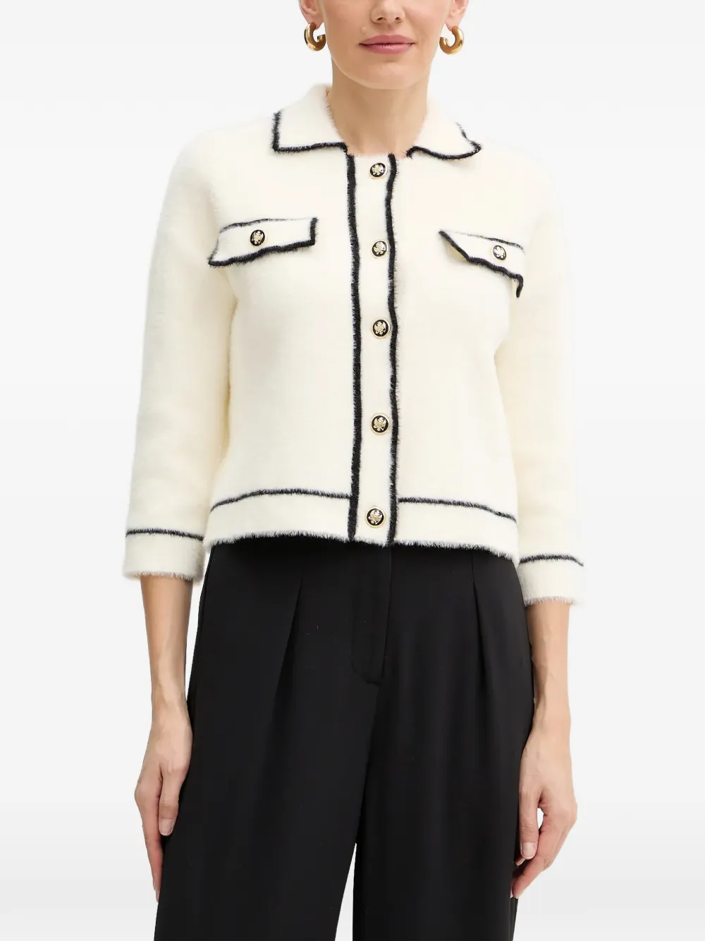 Morgan button trim cardigan