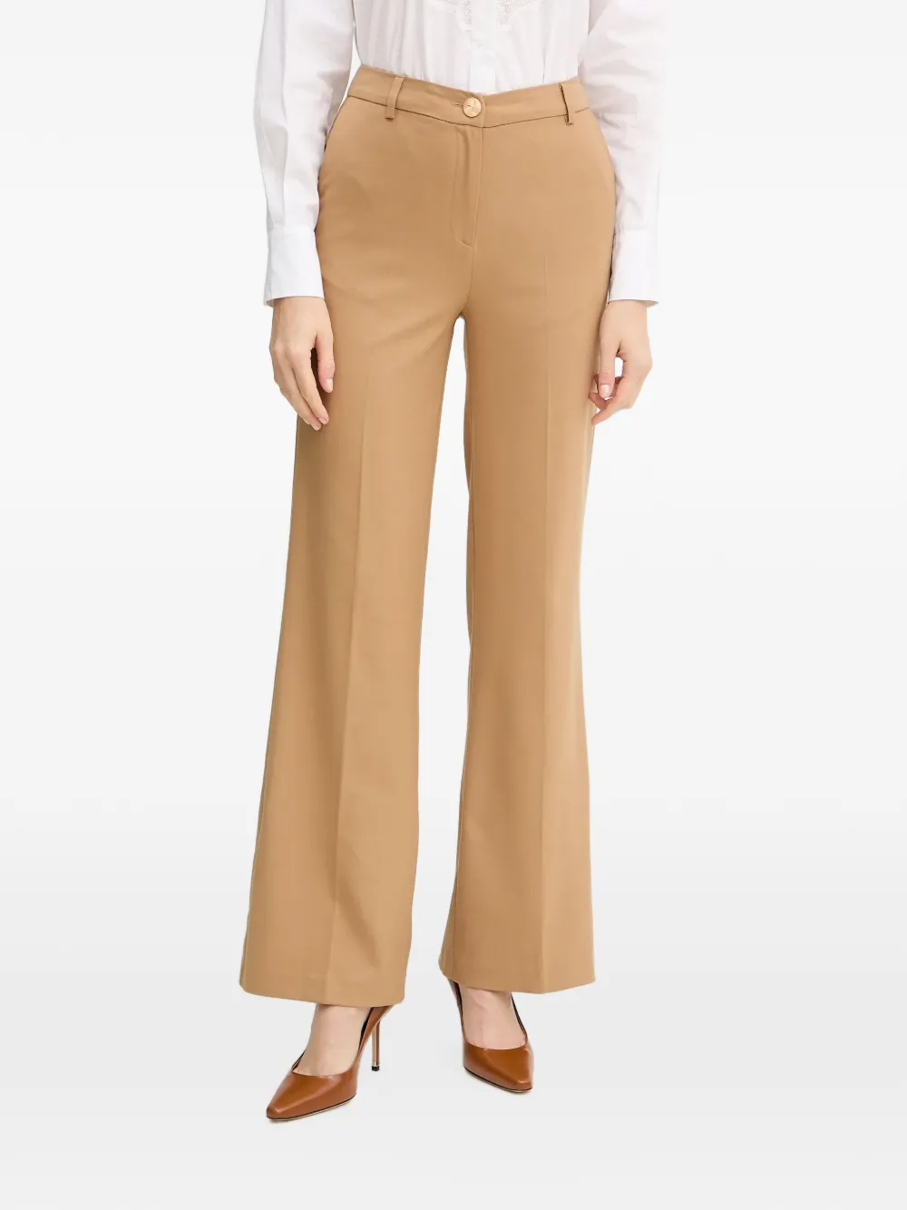 Morgan pressed-crease flared trousers