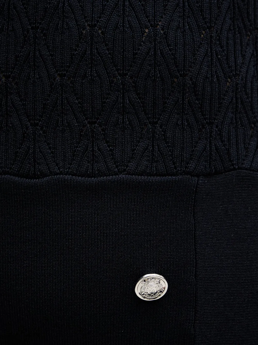 Morgan pointelle-knit button-detail mini dress Blauw