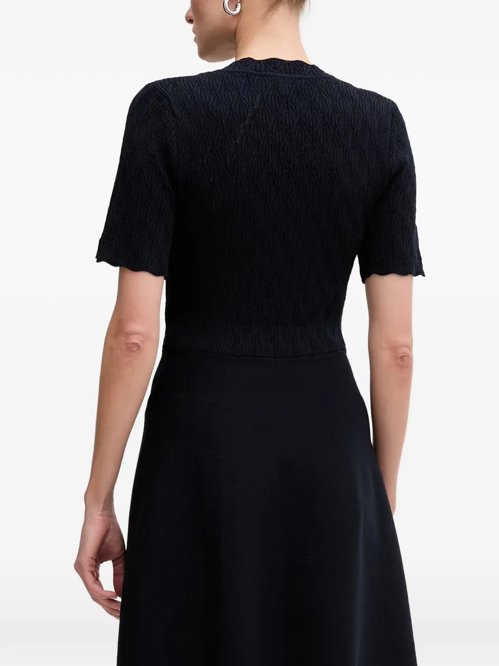 Morgan pointelle-knit button-detail mini dress Blauw