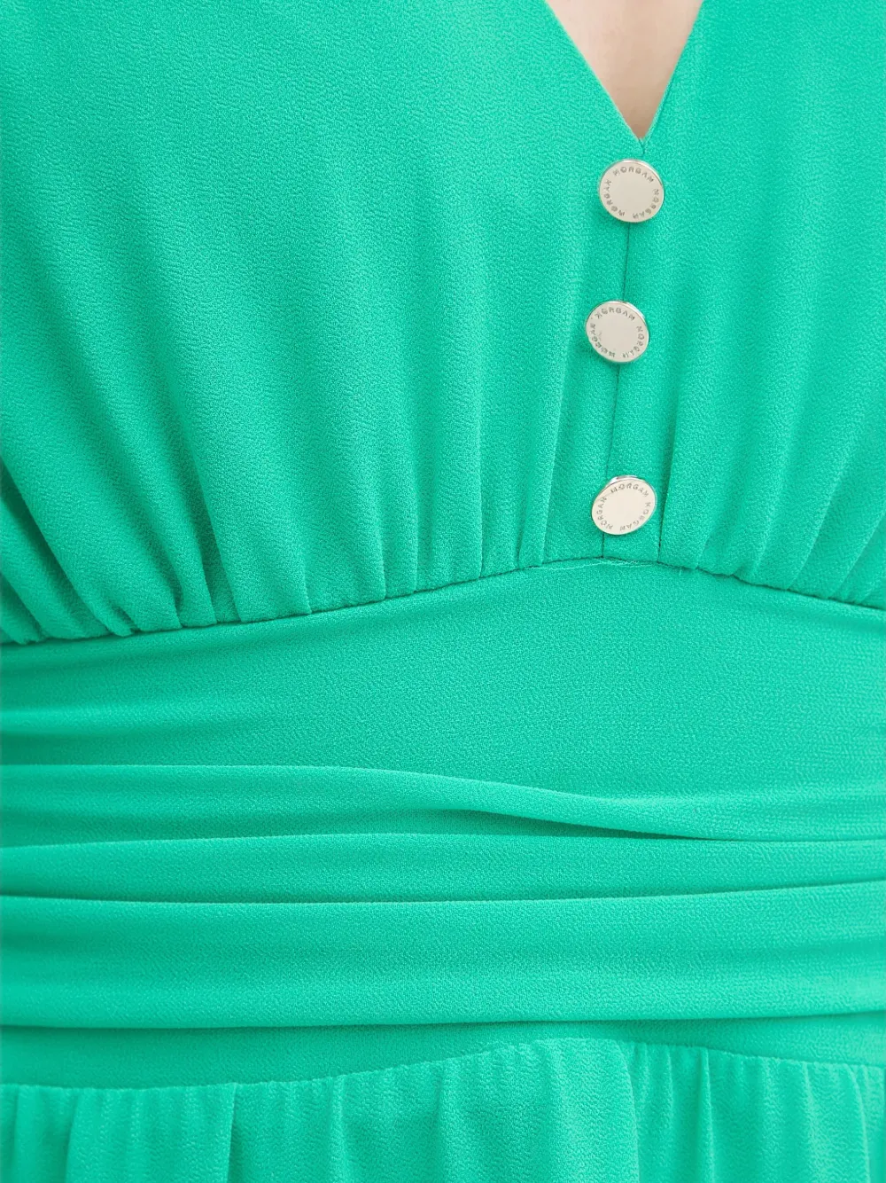 Morgan gathered V-neck mini dress Groen