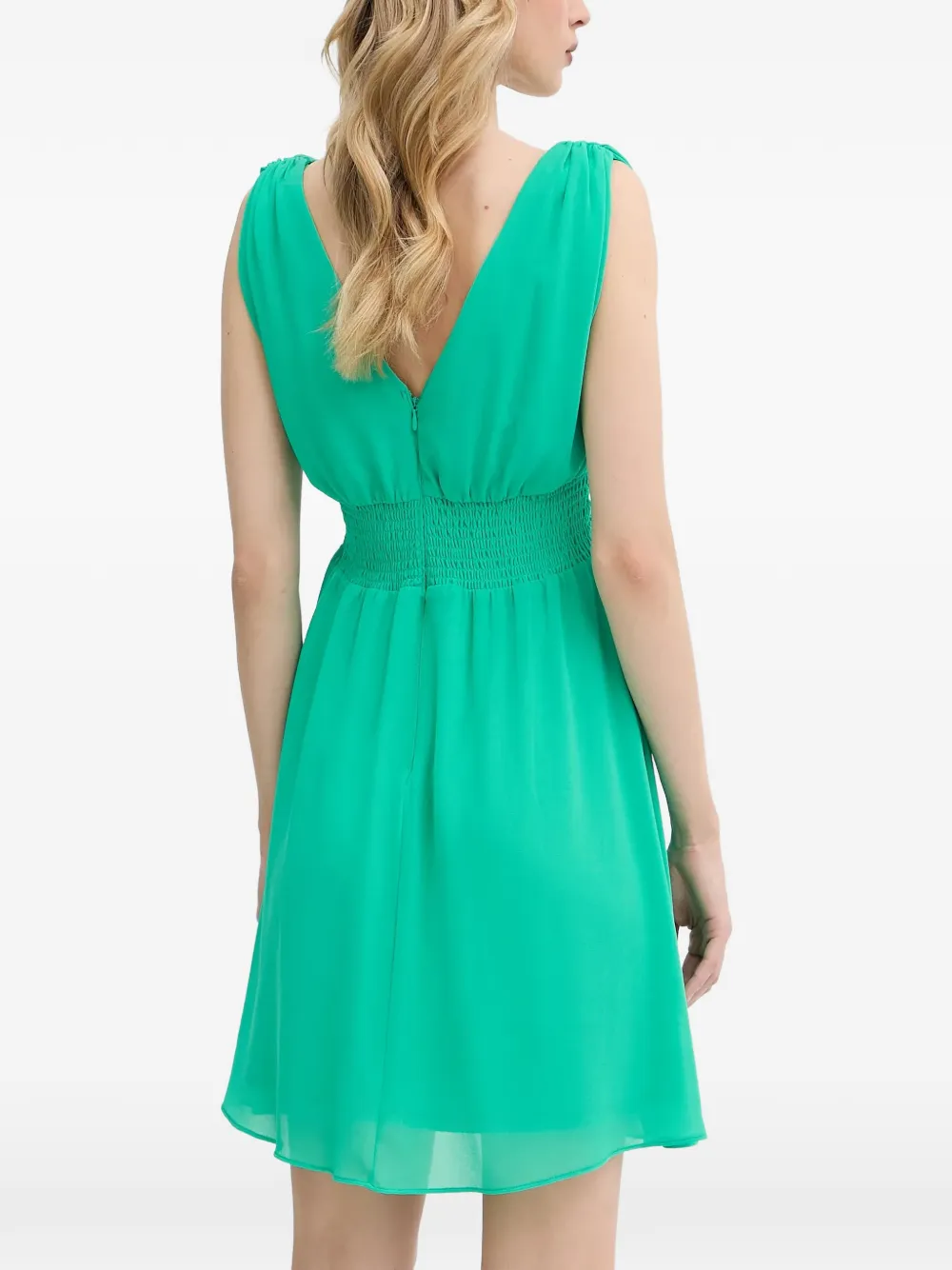 Morgan gathered V-neck mini dress Groen