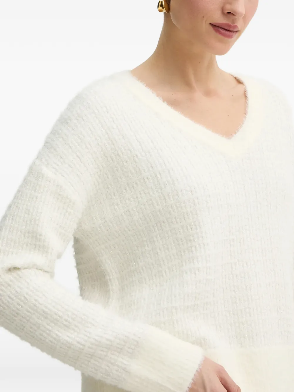 Morgan Trui met V-hals Beige