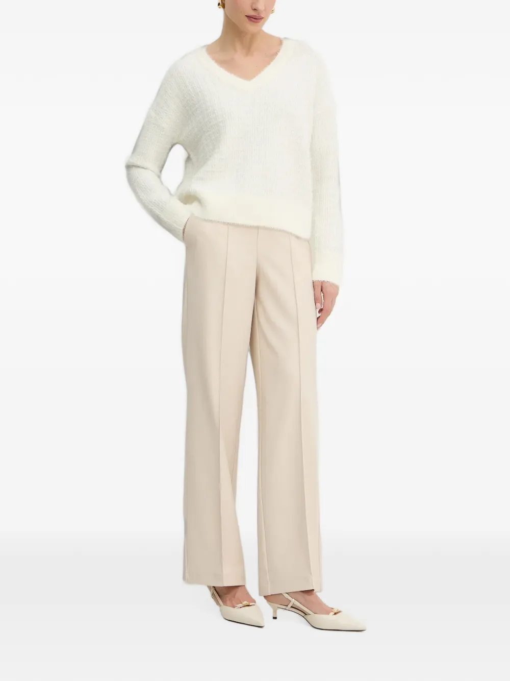 Morgan Trui met V-hals Beige