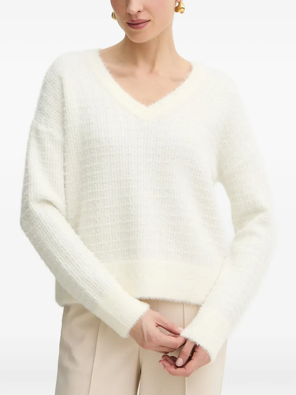 Morgan V-neck Sweater In Neutrals