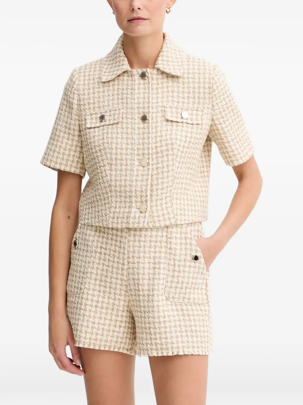 Morgan houndstooth cropped shirt